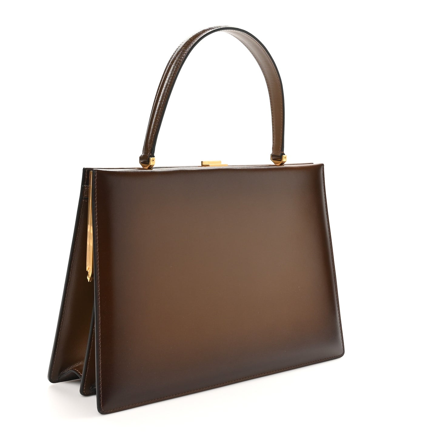 Patina Box Calfskin Medium Clasp Bag Camel