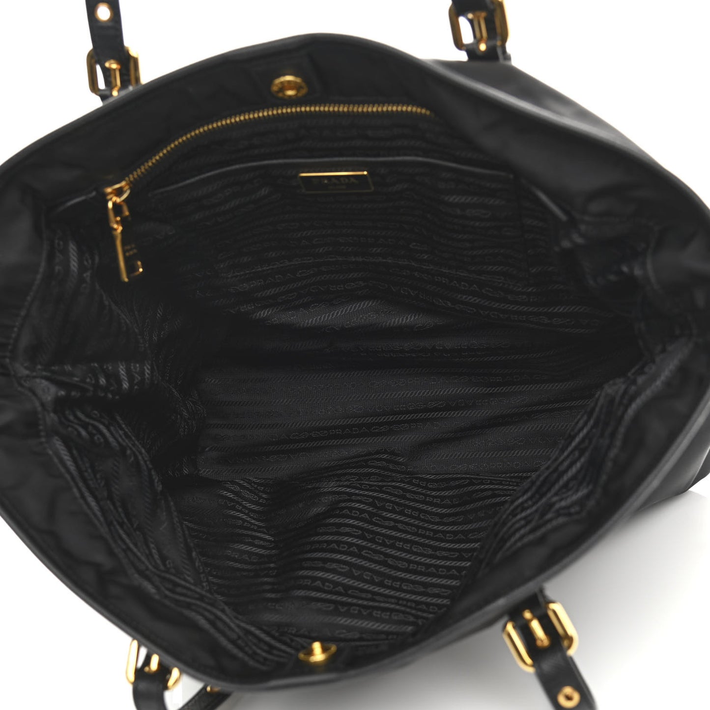 Tessuto Nylon Saffiano Shopping Tote Black