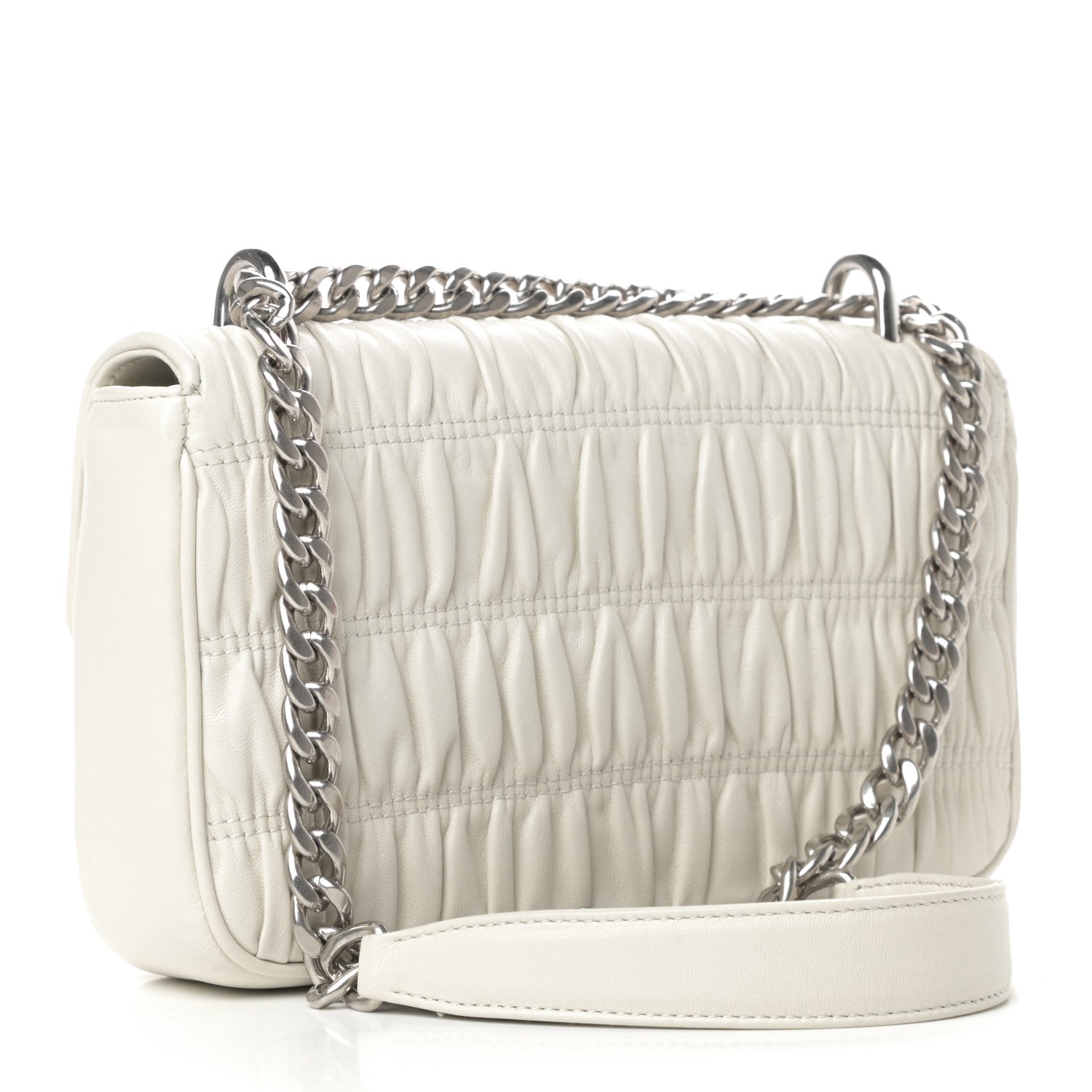 Prada Nappa Gaufre Small Chain Flap Shoulder Bag White 3 of 9