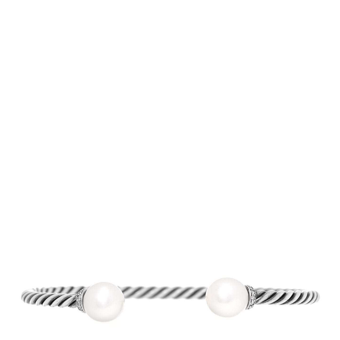 Sterling Silver Diamond Pearl 9mm Solari Bracelet