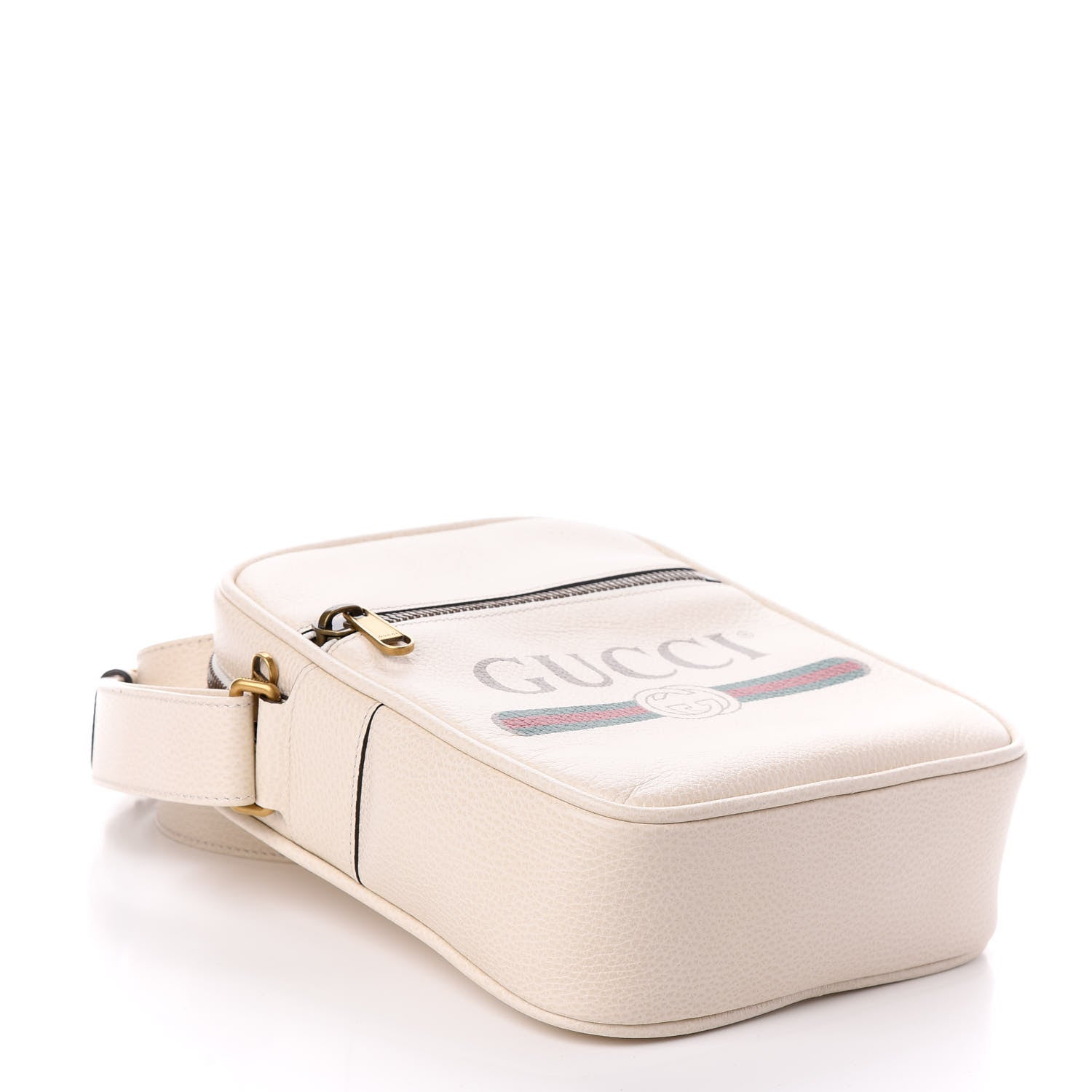 Gucci Grained Calfskin Logo Messenger Bag White 4 of 9