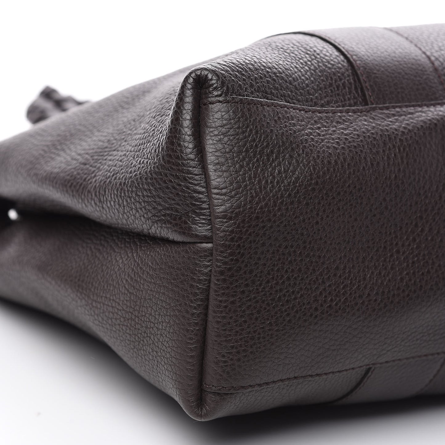 Pebbled Calfskin Medium Bamboo Bar Tote Dark Brown