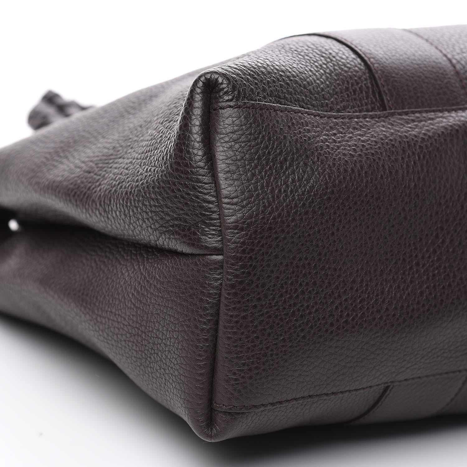 Gucci Pebbled Calfskin Medium Bamboo Bar Tote Dark Brown 7 of 9