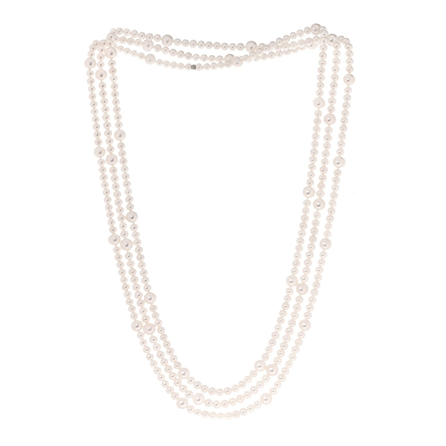 Tiffany Sterling Silver Freshwater Pearl 5-8mm Ziegfeld Necklace 87" 6 of 10