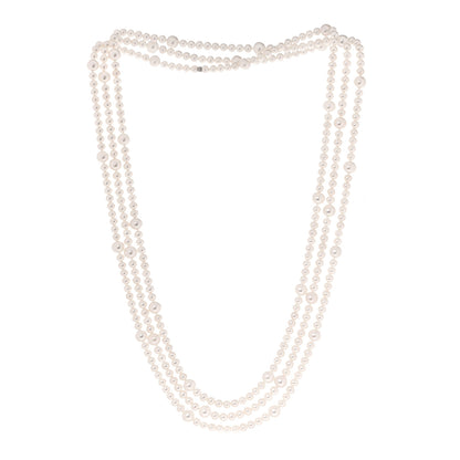 Tiffany Sterling Silver Freshwater Pearl 5-8mm Ziegfeld Necklace 87" 6 of 10