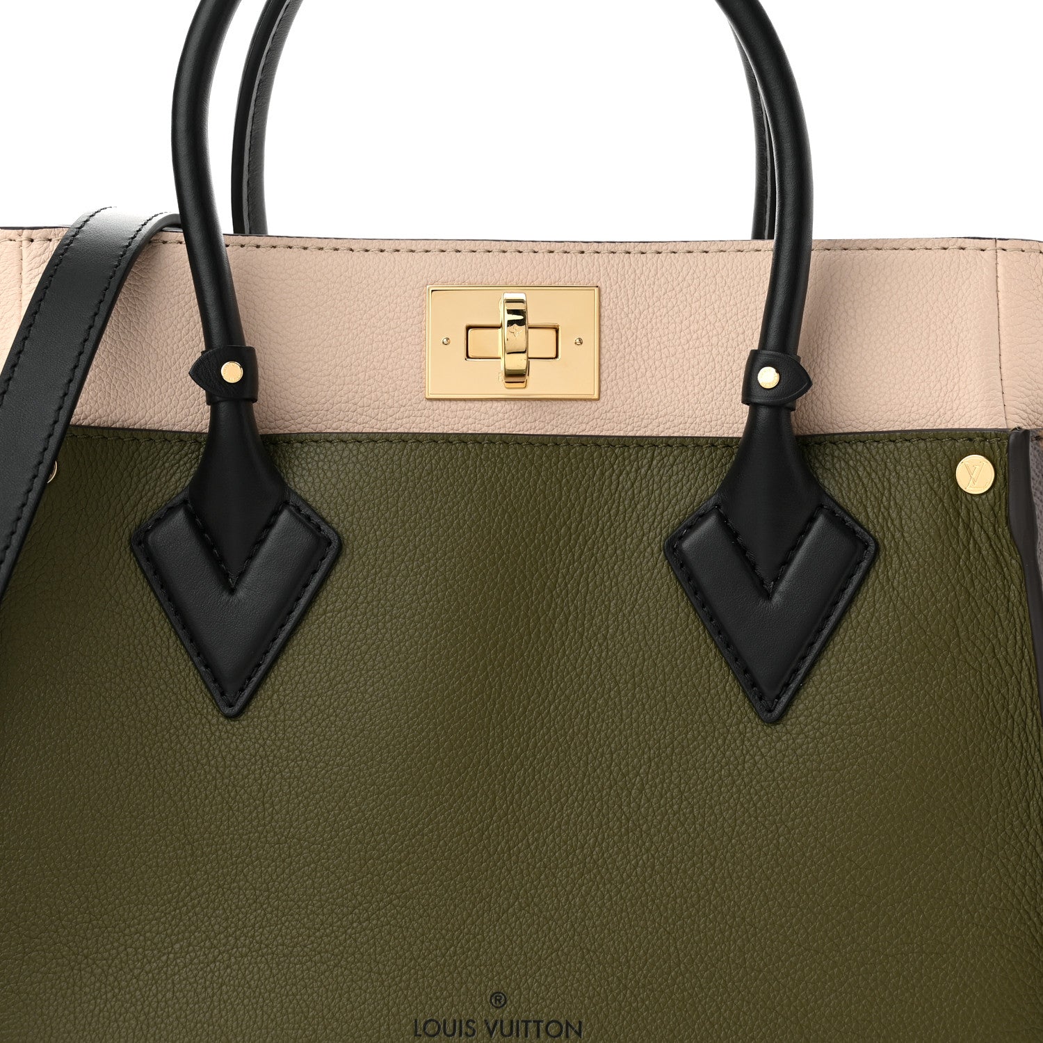 Louis Vuitton Calfskin Monogram On My Side MM Laurier Green Toffee Latte Beige 7 of 10
