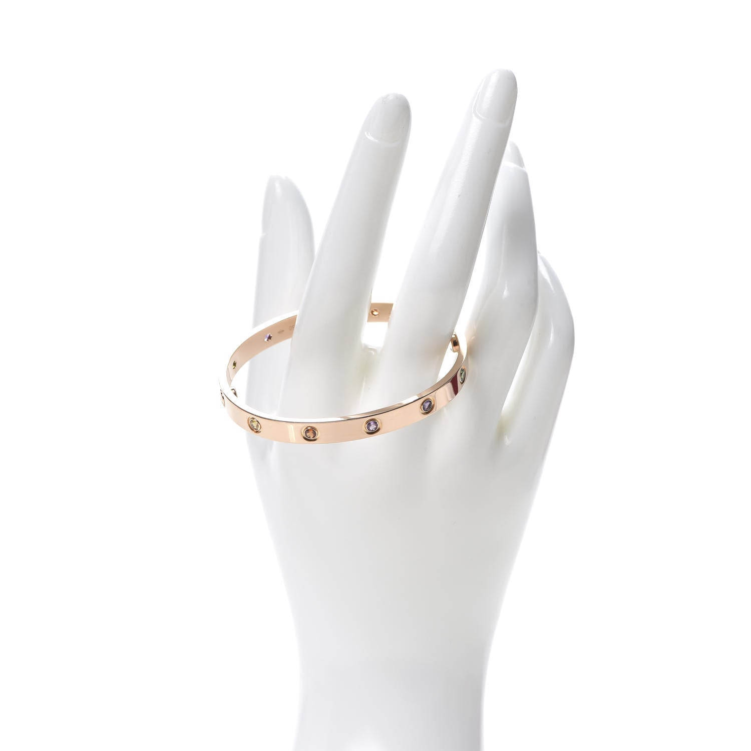 Cartier 18K Pink Gold Sapphire Garnet Amethyst LOVE Bracelet 17 2 of 7