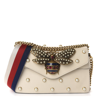 Gucci Nappa Pearl Studded Mini Queen Margaret Broadway Shoulder Bag Mystic White 1 of 10