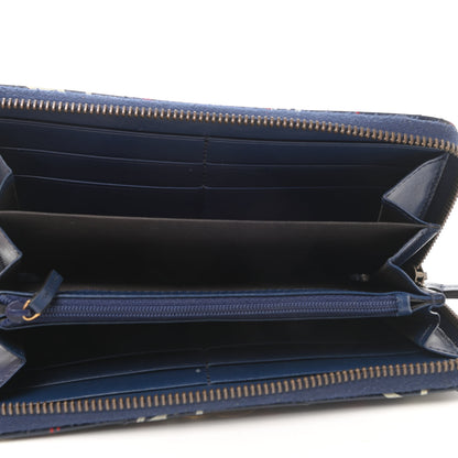 Gucci Calfskin Matelasse GucciGhost GG Marmont Zip Around Wallet Blue Agata Hibiscus Red 5 of 7