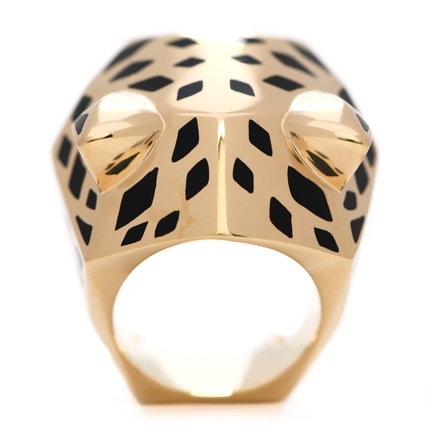 18K Yellow Gold Peridot Onyx Panthere De Cartier Ring 57 8