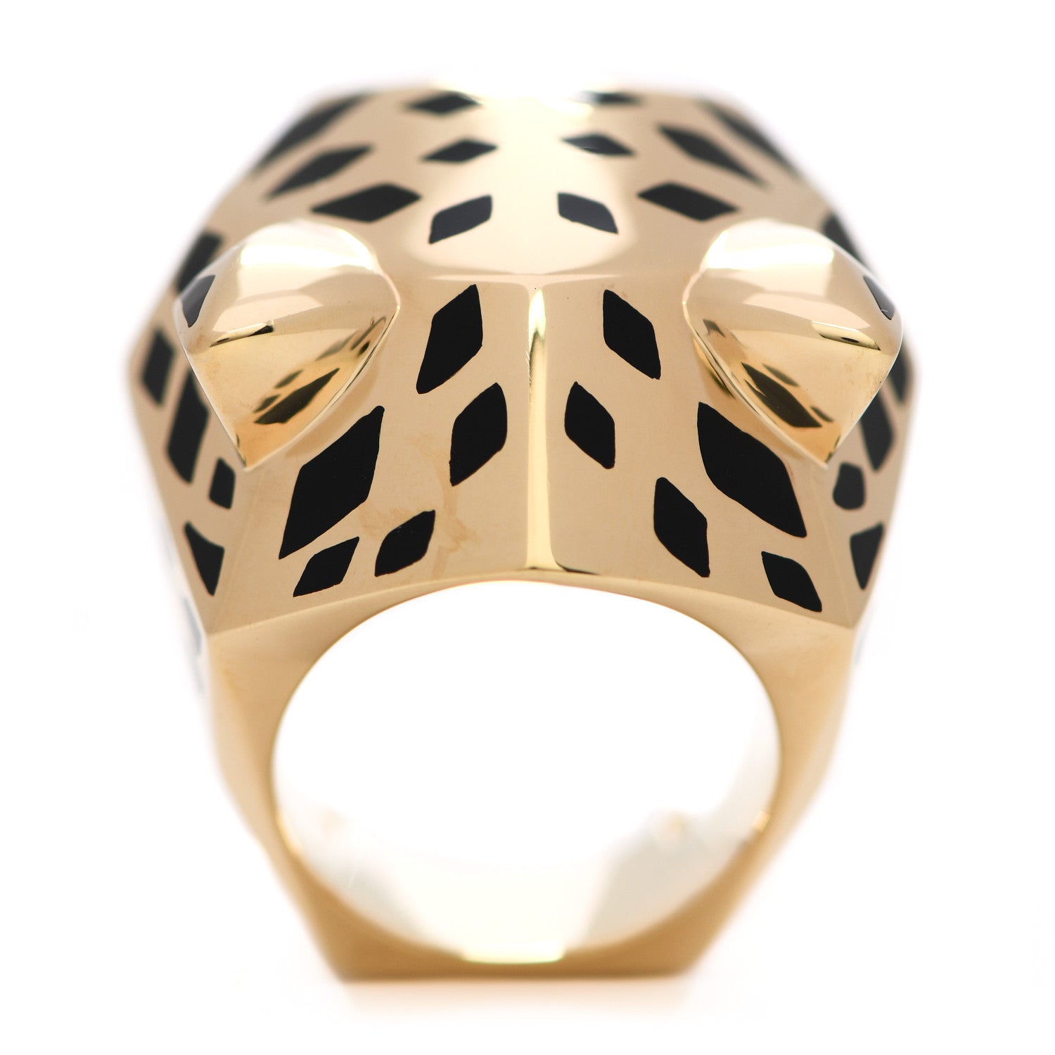 Cartier 18K Yellow Gold Peridot Onyx Panthere De Cartier Ring 57 8 4 of 10