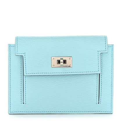 Hermes Chevre Mysore Kelly Pocket Compact Wallet Bleu Atoll 1 of 9