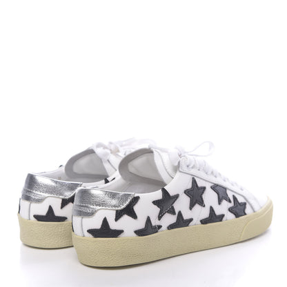 Saint Laurent Calfskin Star Court Sneakers 35 White Black 4 of 9