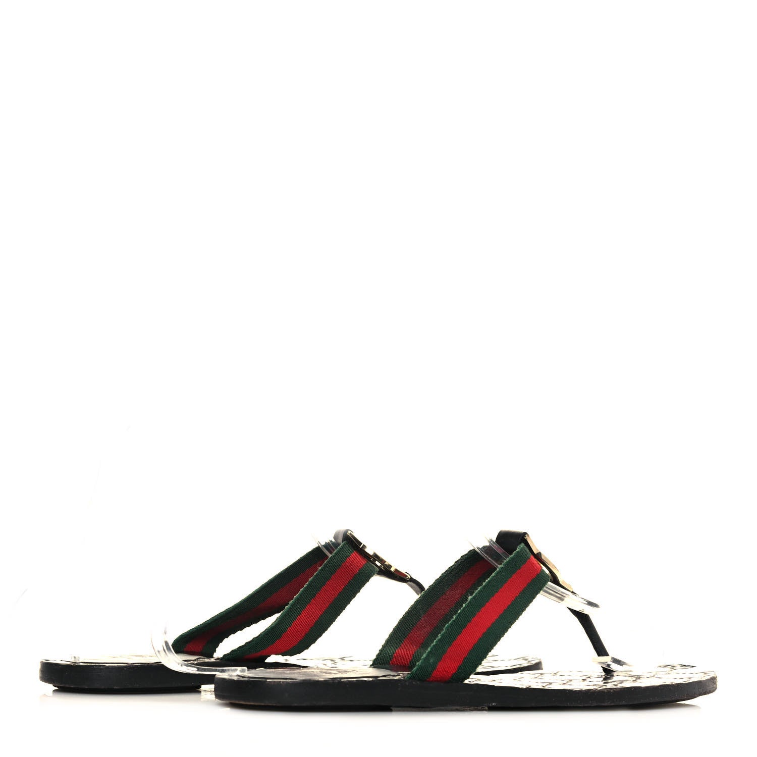 Gucci Nylon Guccissima Web Womens Thong Sandals 35.5 Green Red Black 4 of 8
