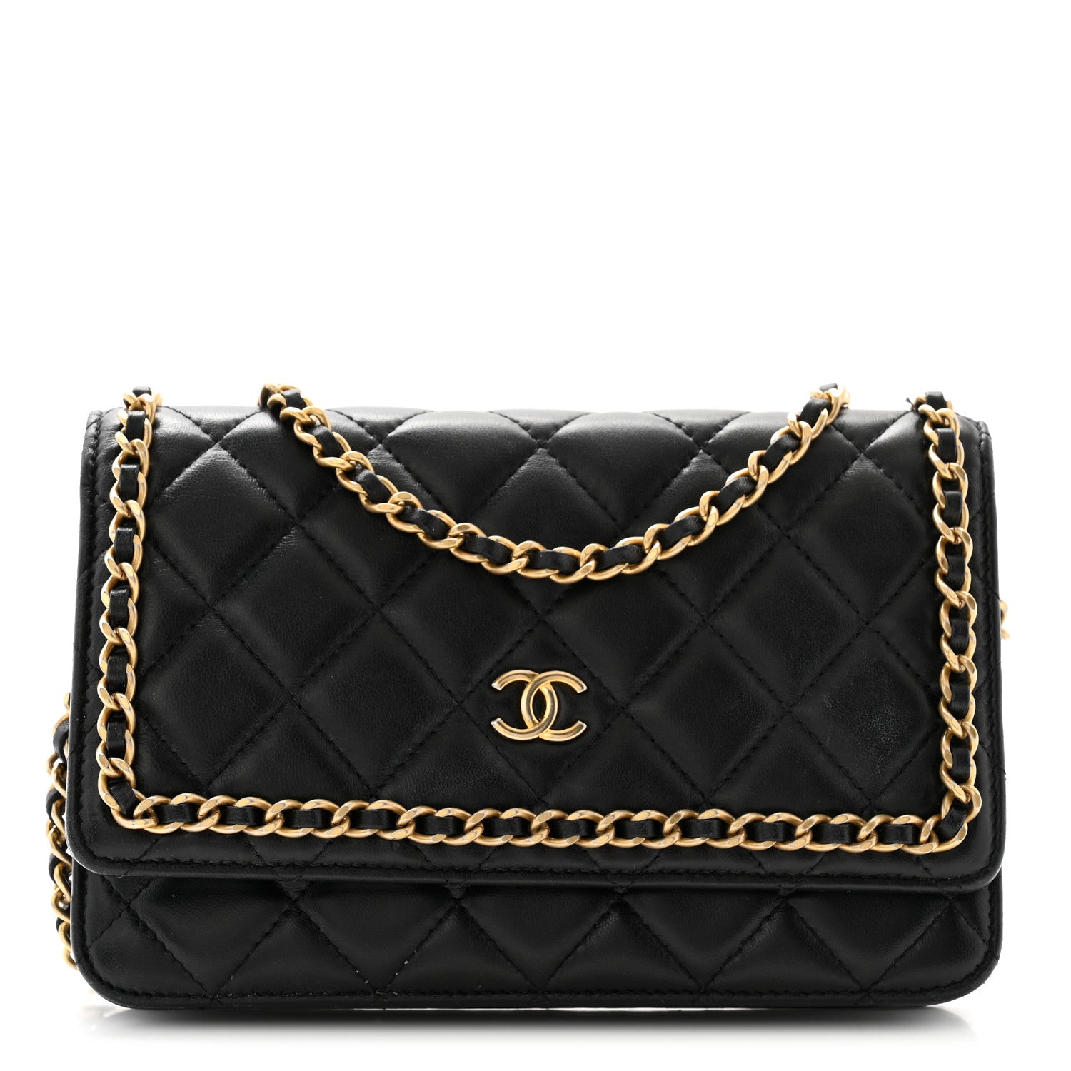 Chanel Lambskin Quilted Chain Around Wallet On Chain WOC Black 1 of 13