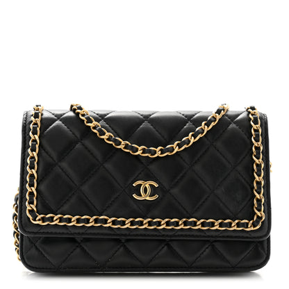 Chanel Lambskin Quilted Chain Around Wallet On Chain WOC Black 1 of 13