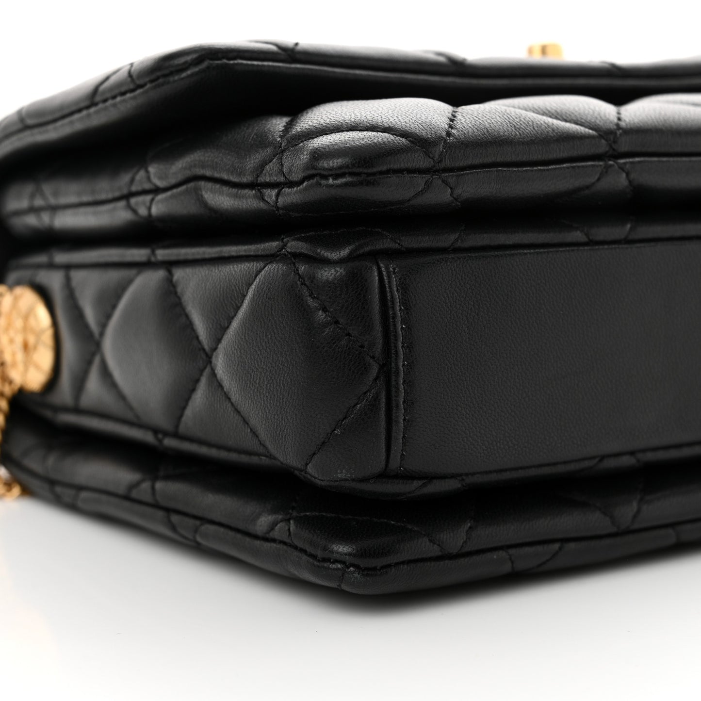 Lambskin Quilted Mini Medallion Multi Chain Flap Black