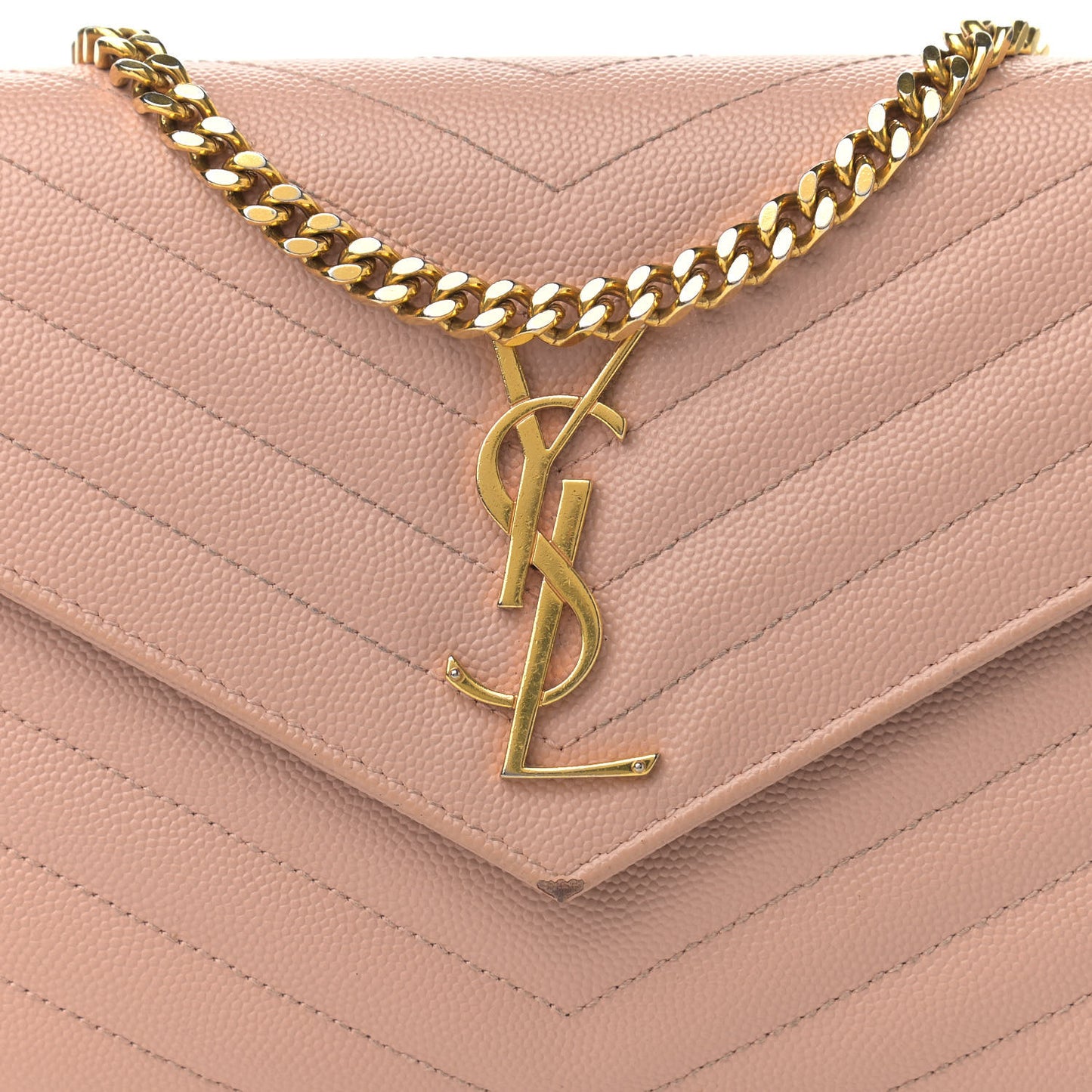 Grain De Poudre Matelasse Chevron Monogram Chain Wallet Pale Pink
