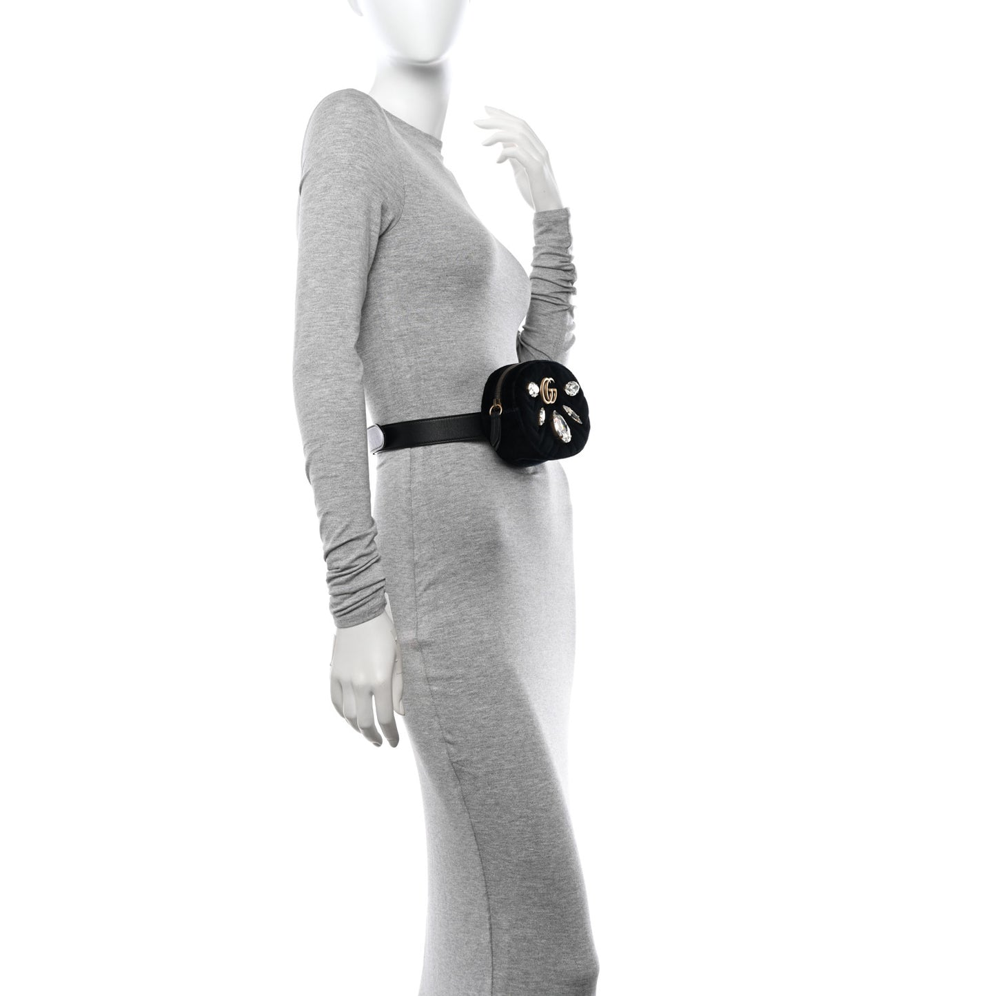 Velvet Matelasse Marquise Crystals GG Marmont Belt Bag 75 30 Black