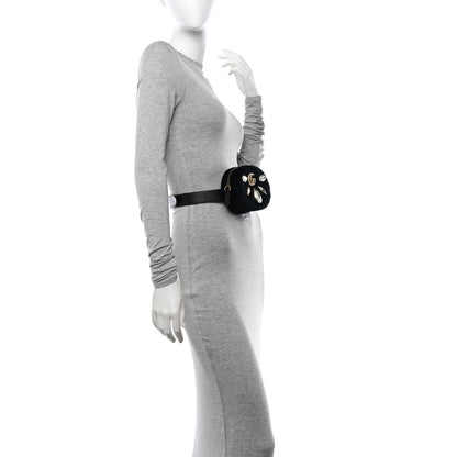 Gucci Velvet Matelasse Marquise Crystals GG Marmont Belt Bag 75 30 Black 2 of 12