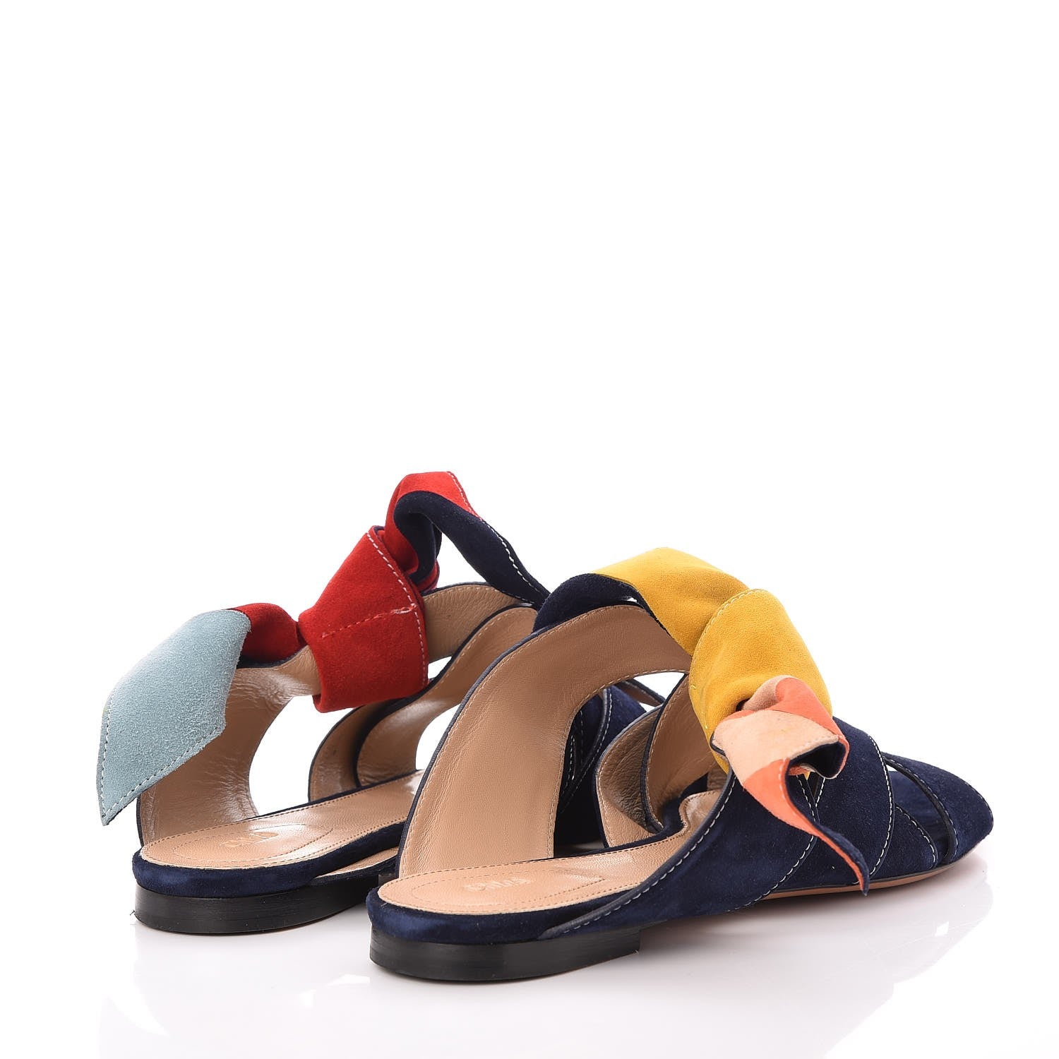 Chloe Suede Nellie Knotted Slipper Slide Sandals Flats 38 Navy 6 of 9