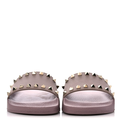 Valentino Garavani Rubber Rockstud Slide Sandals 39 Poudre 2 of 7