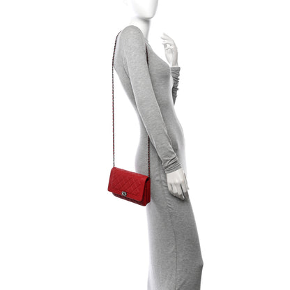 Chanel Lambskin Quilted Boy Wallet On Chain WOC Red 2 of 14