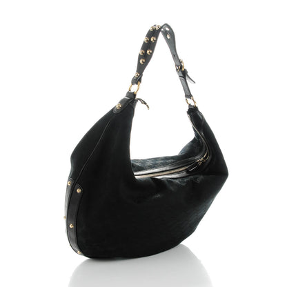 Gucci Monogram Biba Studded Hobo Black 3 of 9