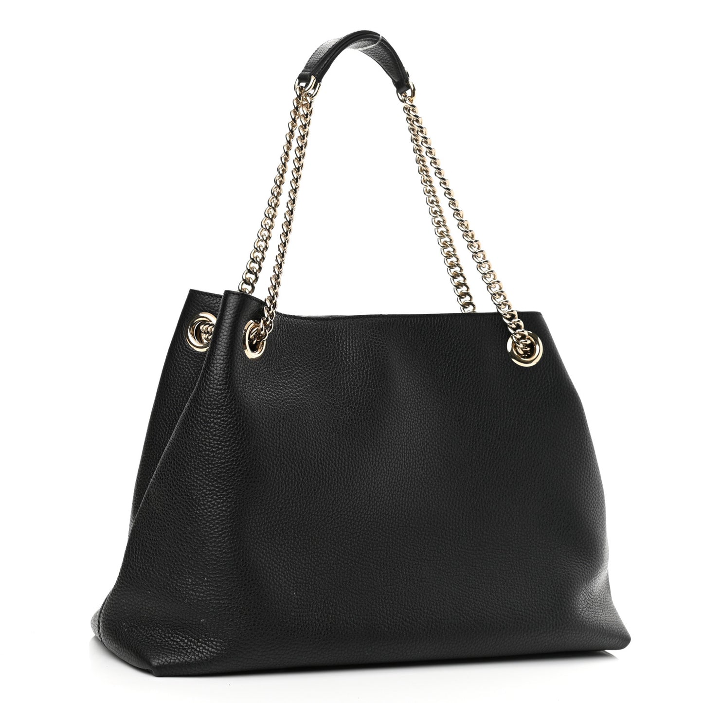 Pebbled Calfskin Medium Soho Chain Shoulder Bag Black
