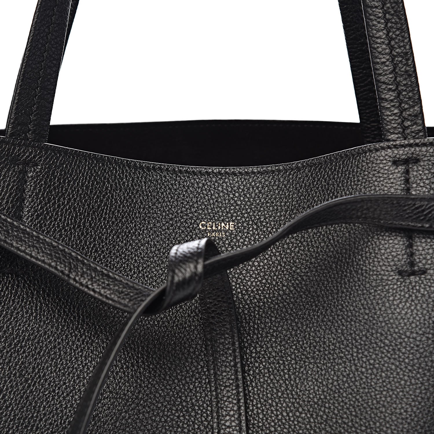 Celine Soft Grained Calfskin Medium Belt Cabas Phantom Black 10 of 10