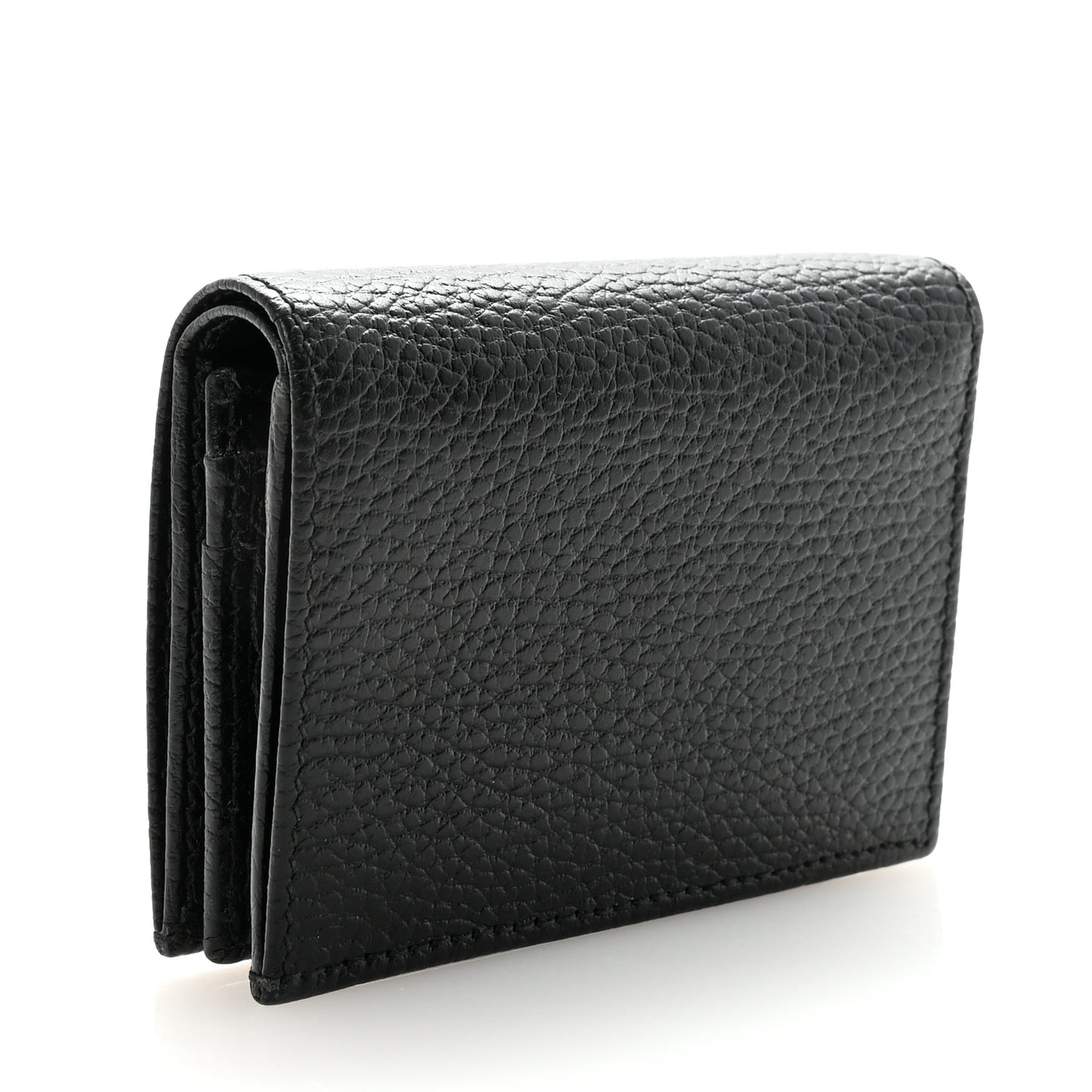Pebbled Calfskin GG Marmont Card Case Black