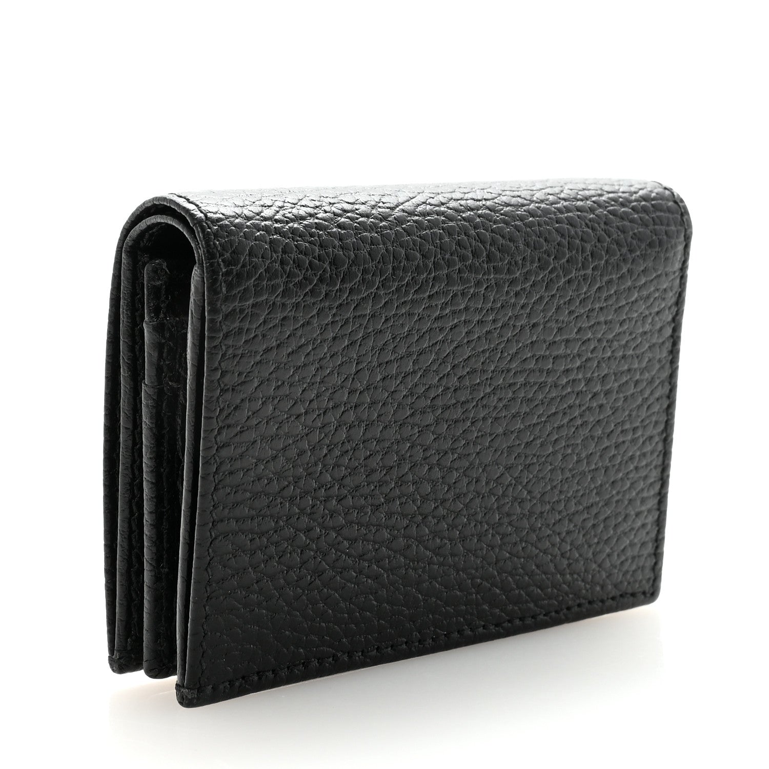 Gucci Pebbled Calfskin GG Marmont Card Case Black 3 of 7