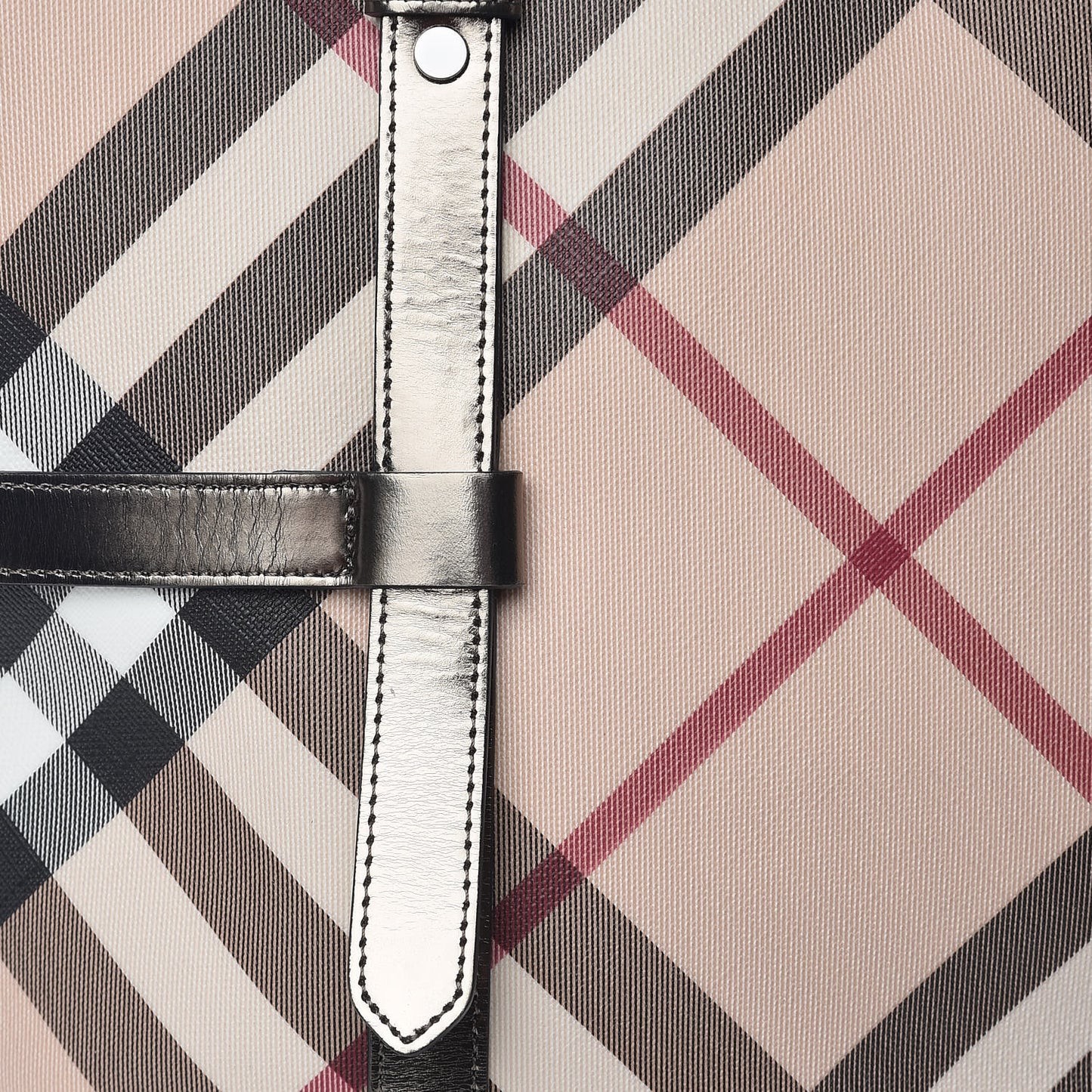Metallic Calfskin Nova Check Tote Pewter