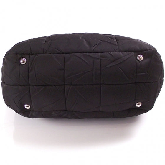 Nylon Gaufre Large Tote Black