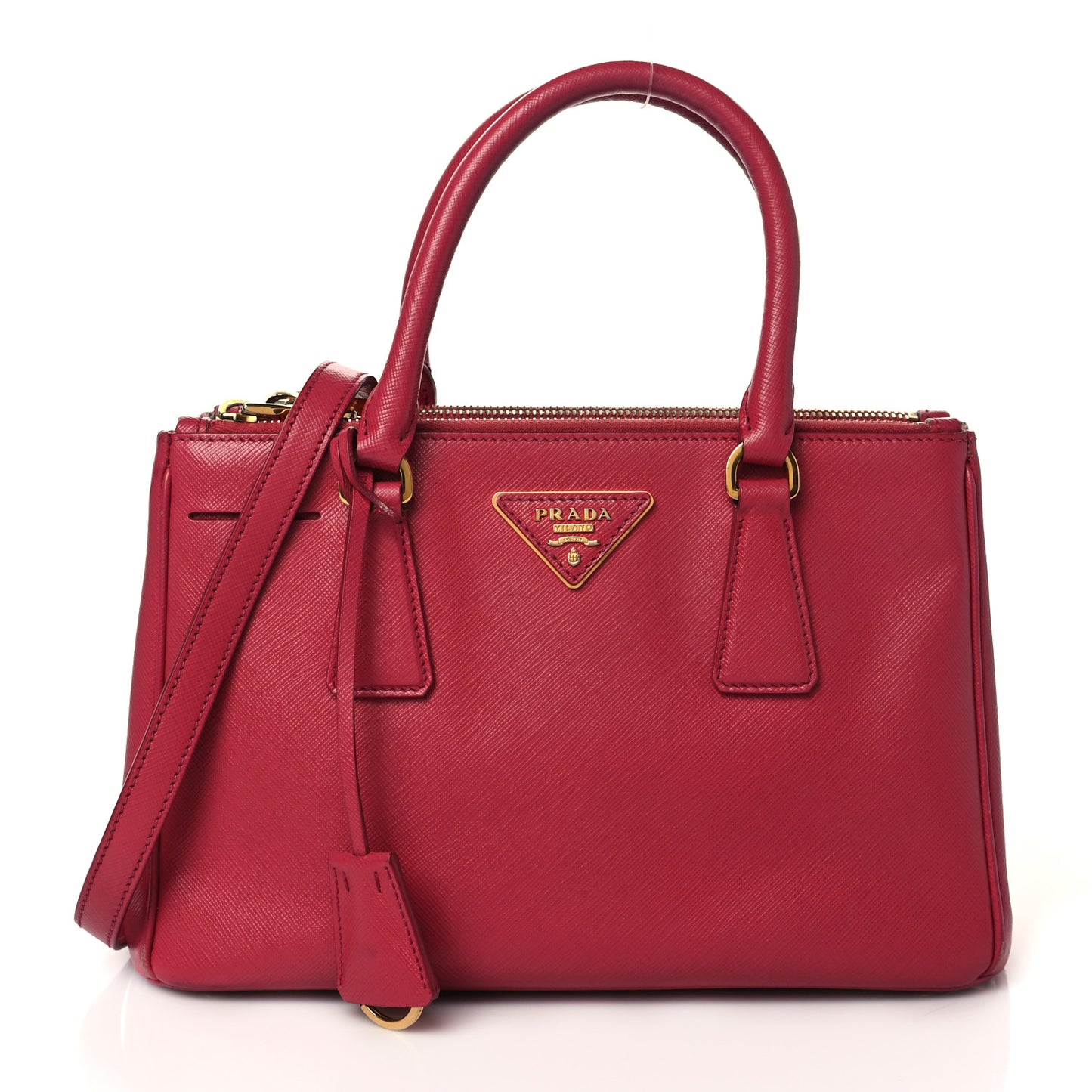 Saffiano Small Galleria Double Zip Tote Fuxia