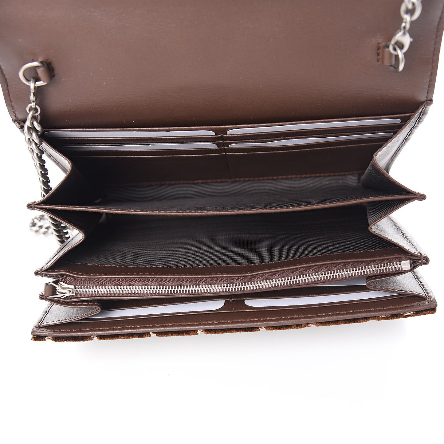 Velvet GG Monogram Mini Dionysus Chain Wallet Brown