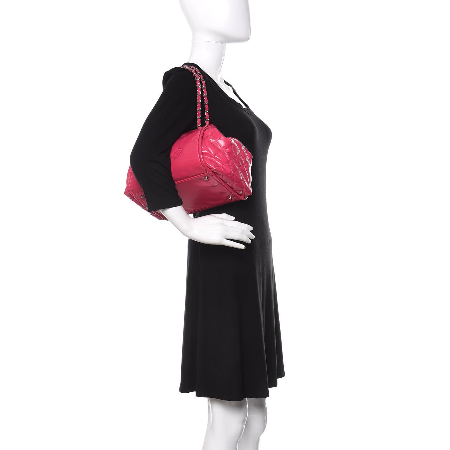 Vinyl Lipstick Ligne Accordion Tote Pink