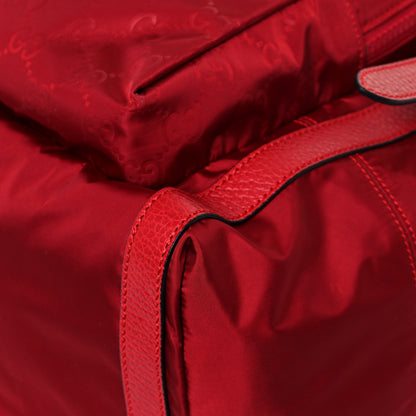 Gucci Nylon Monogram Dollar Calfskin Medium Light Double Buckle Backpack Vibrant Red 11 of 14