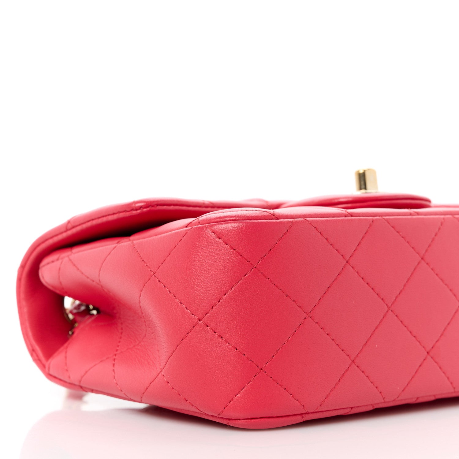 Chanel Lambskin Quilted Mini Rectangular Flap Dark Pink 10 of 11