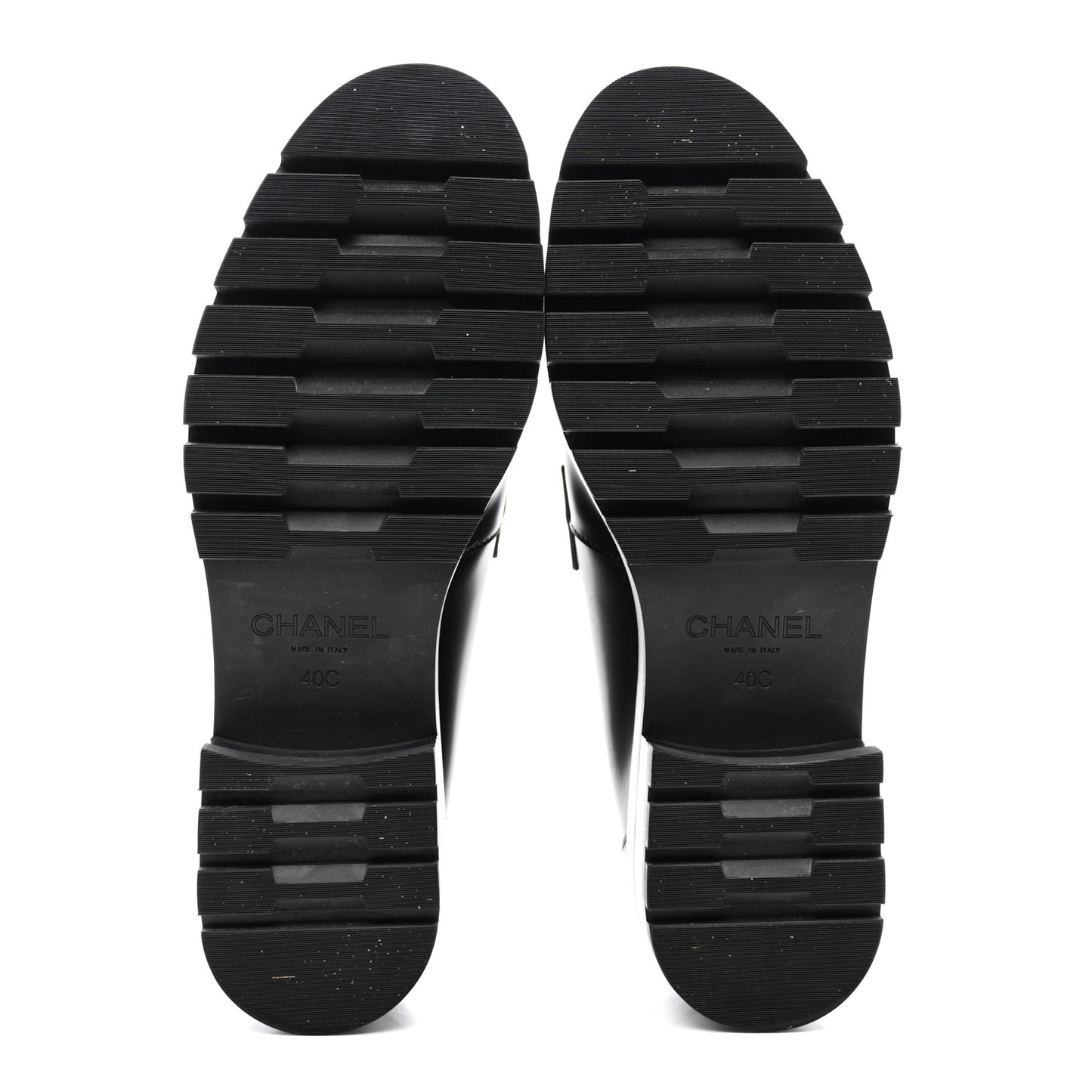 Calfskin Metal CC Loafers 40 Black
