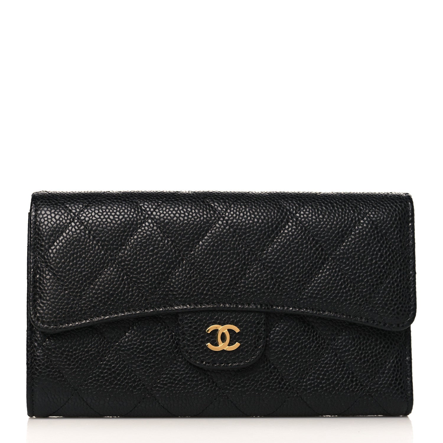 Chanel Caviar Quilted Long Flap Wallet Black 1 of 8