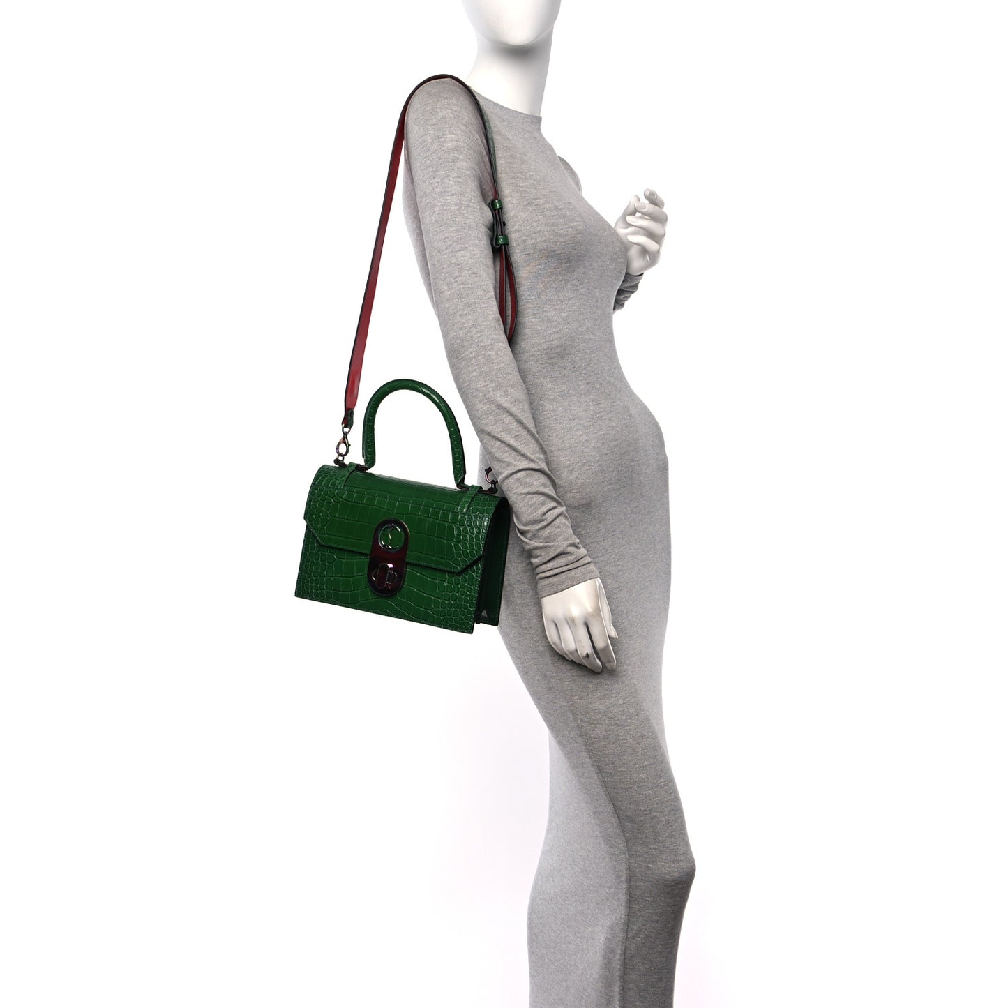 Alligator Embossed Calfskin Elisa Top Handle Bag Canopee Rainbow