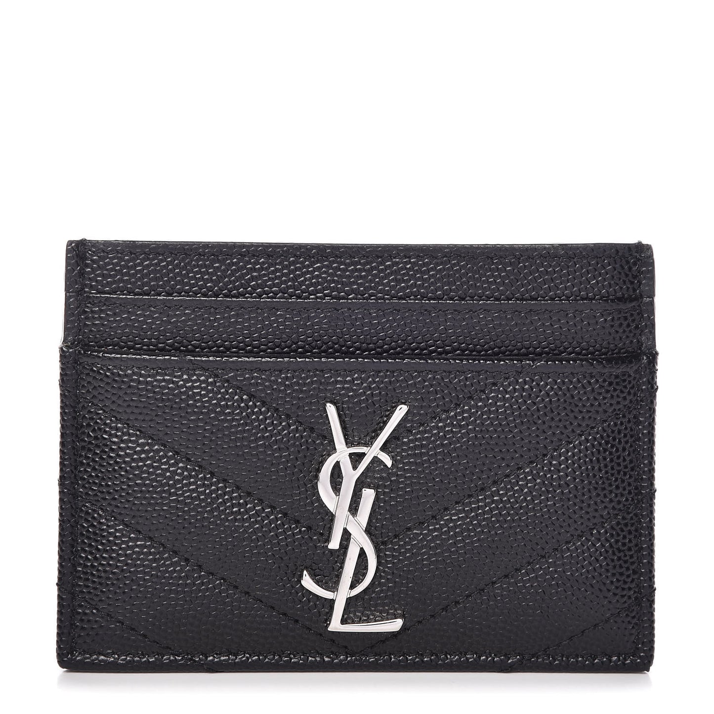 Grain De Poudre Matelasse Chevron Monogram Credit Card Case Black