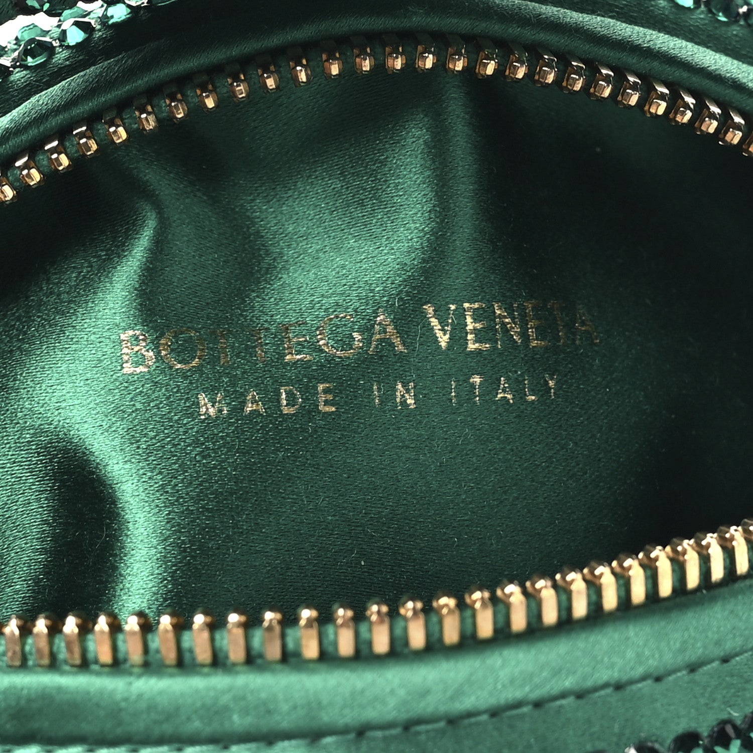 Bottega Veneta Crystal Embellished Satin Mini Hotfix Jodie Emerald