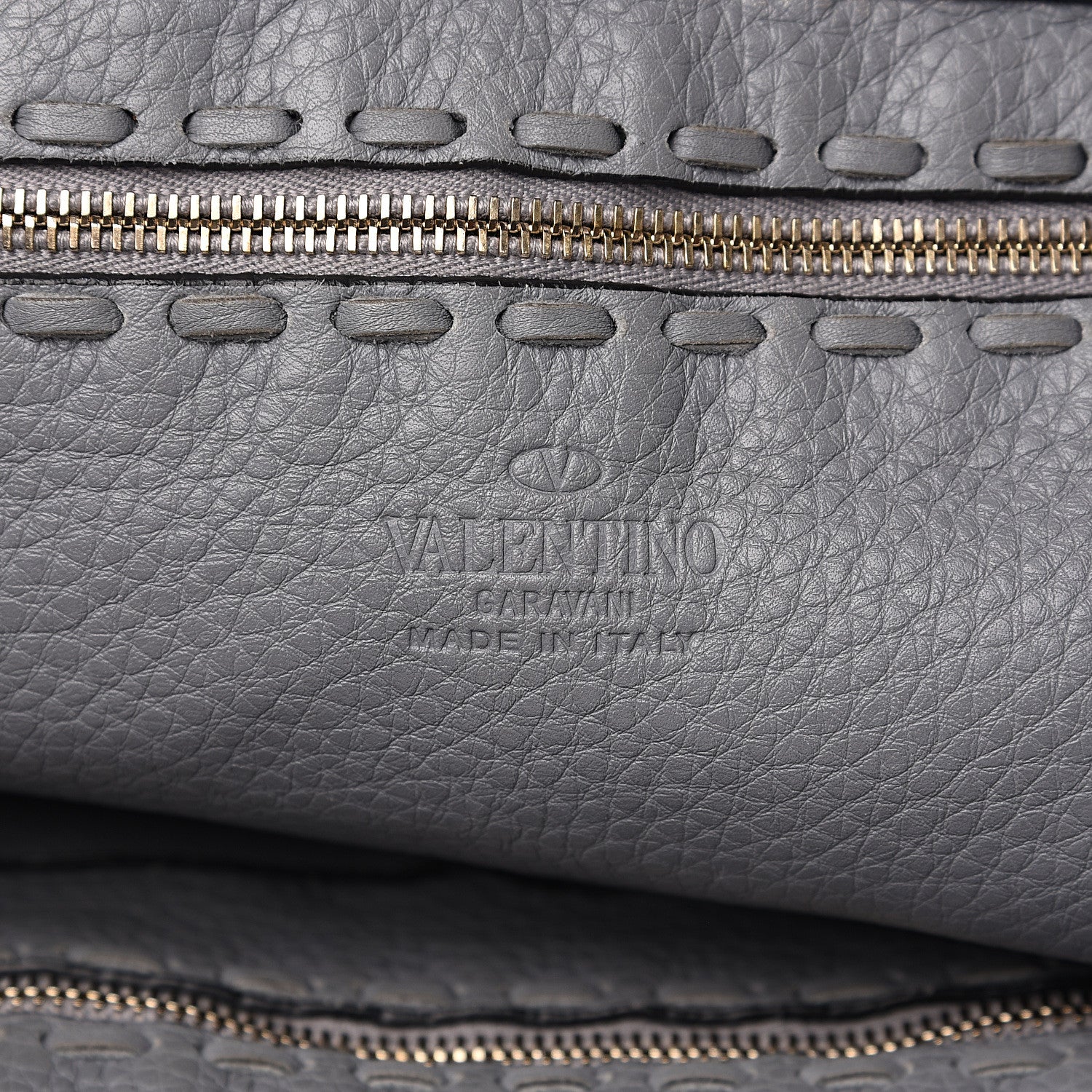 Valentino Garavani Grained Calfskin C-Rockee Fringe Tote Grey 5 of 15