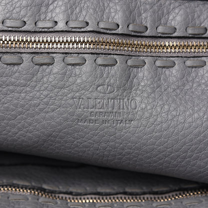 Valentino Garavani Grained Calfskin C-Rockee Fringe Tote Grey 5 of 15