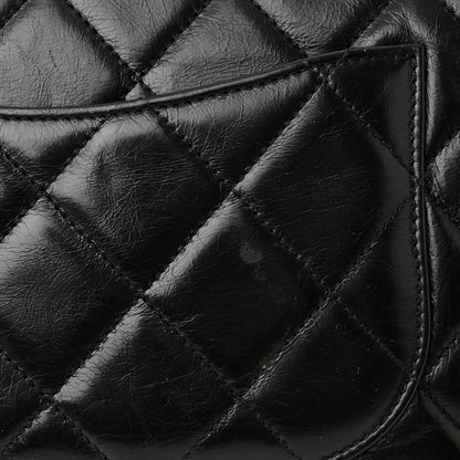 Chanel Calfskin Quilted Large Gold Bar Top Handle Flap Black 14 of 14