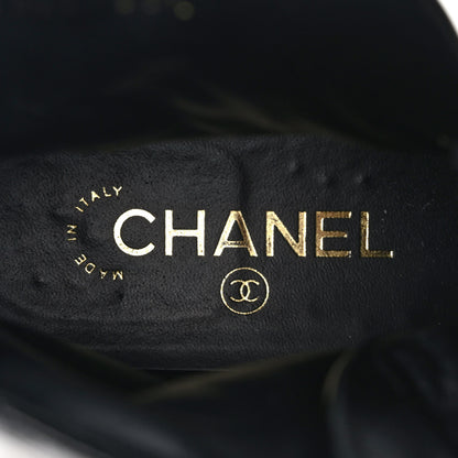 Chanel Shiny Calfskin Quilted Lace Up Combat Boots 38.5 Black 7 of 8