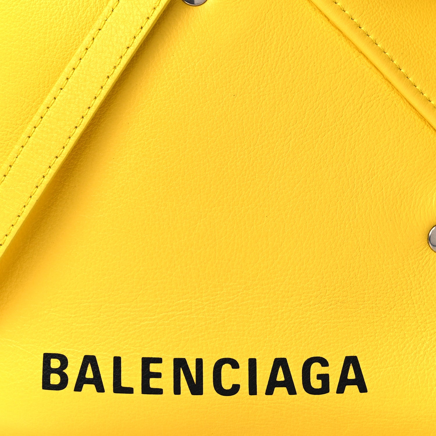 Balenciaga Shiny Day Calfskin Logo S Triangle Duffle Jaune Black 8 of 10