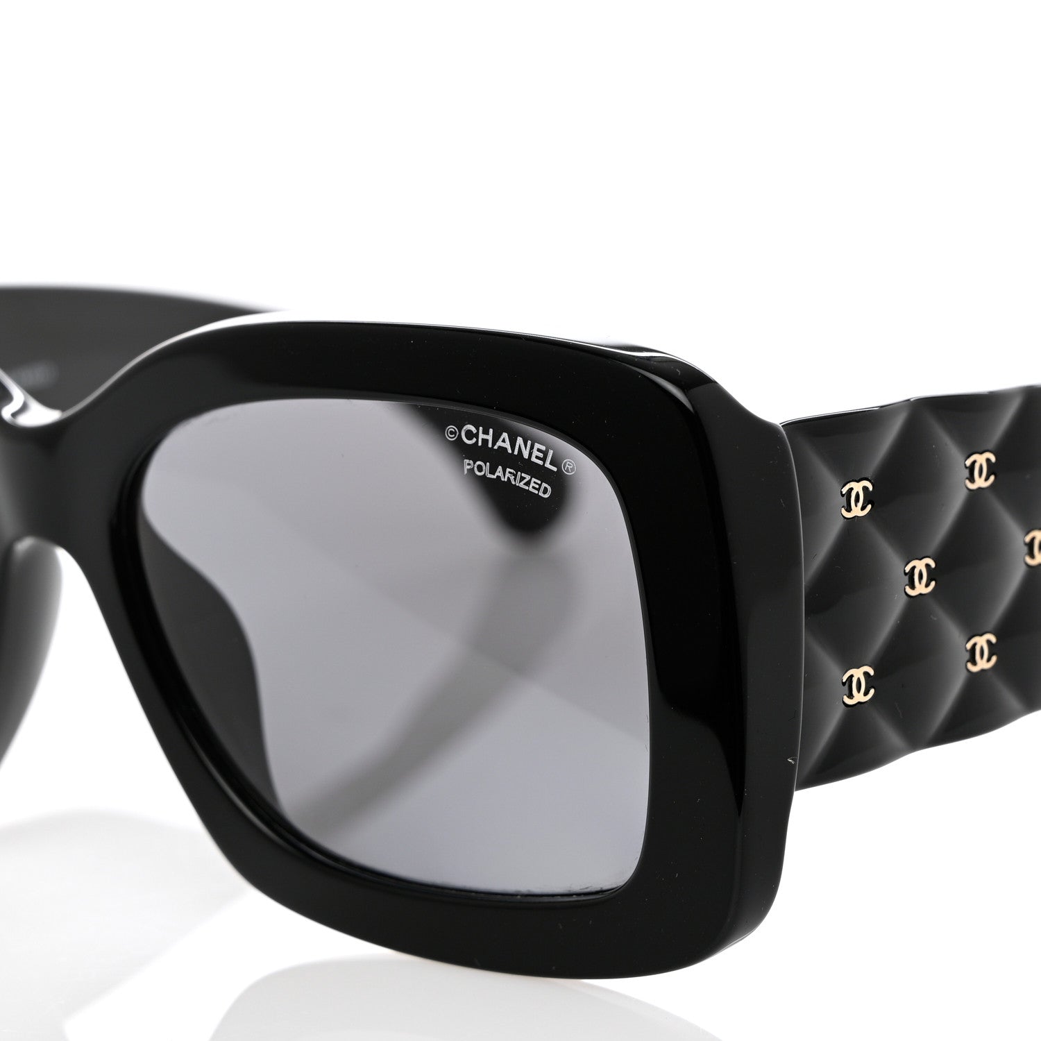 Chanel Acetate Quilted CC Rectangle Sunglasses 5483-A Black 7 of 8